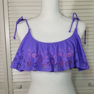 VS Pink swimsuit bikini top LG Lavender Floral Cutout L Large